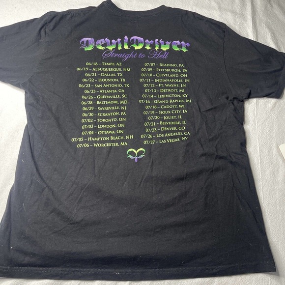 DevilDriver Mens Black T Shirt 2XL Metal Rock Band Tee Straight To Hell  Tour - Picture 9 of 12